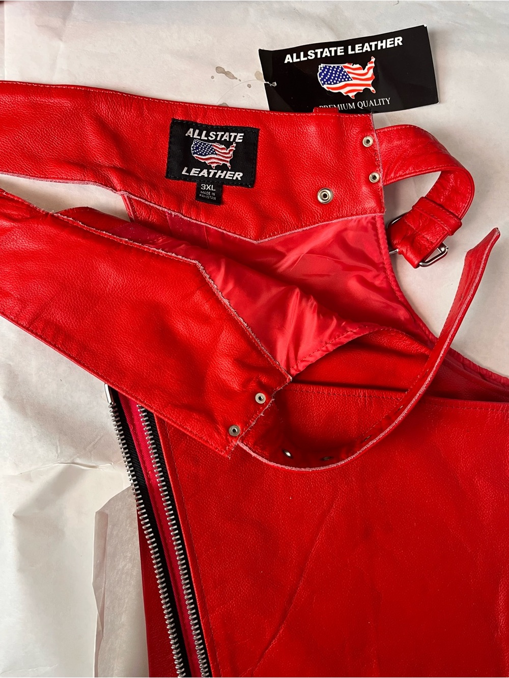 All State 100% Leather Motorcyle Riding Chaps